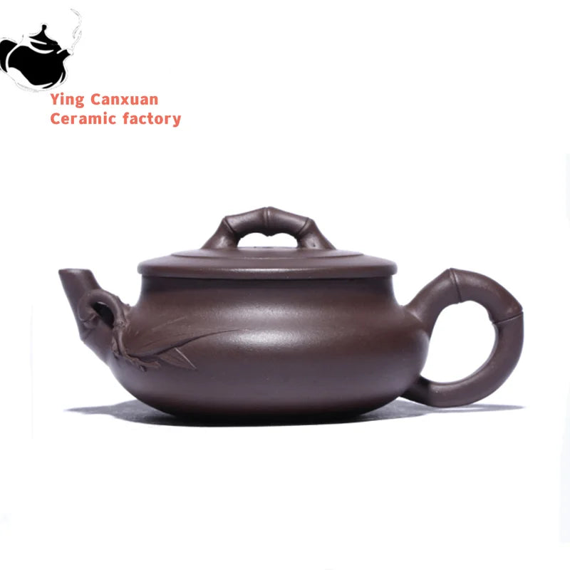 140ml Authentic Yixing Purple Clay Teapots Raw Ore Zhu Mud Bamboo Festival Tea Pot Chinese Tea Ceremony Customized Gifts