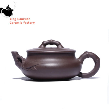 140ml Authentic Yixing Purple Clay Teapots Raw Ore Zhu Mud Bamboo Festival Tea Pot Chinese Tea Ceremony Customized Gifts