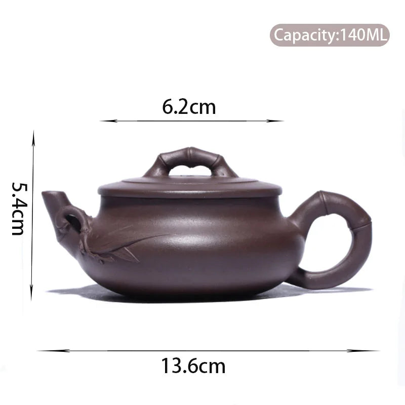 140ml Authentic Yixing Purple Clay Teapots Raw Ore Zhu Mud Bamboo Festival Tea Pot Chinese Tea Ceremony Customized Gifts