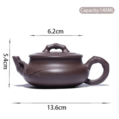 140ml Authentic Yixing Purple Clay Teapots Raw Ore Zhu Mud Bamboo Festival Tea Pot Chinese Tea Ceremony Customized Gifts