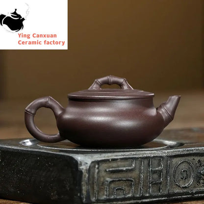 140ml Authentic Yixing Purple Clay Teapots Raw Ore Zhu Mud Bamboo Festival Tea Pot Chinese Tea Ceremony Customized Gifts