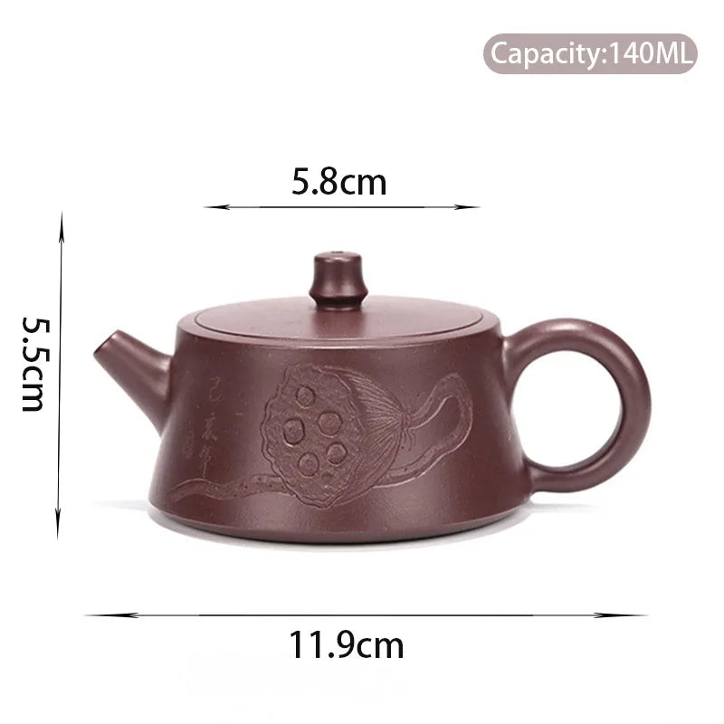 140ml Authentic Yixing Purple Clay Teapots Raw Ore Zhu Mud Filter Tea Pot Handmade Zisha Beauty Kettle Home Tea Set Accessories