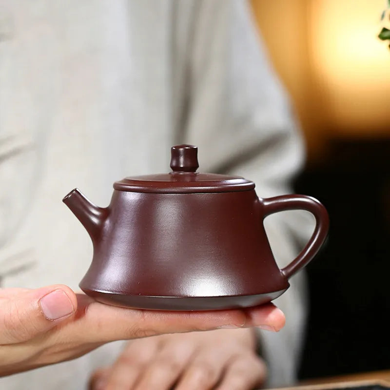 140ml Chinese Yixing Famous Purple Clay Teapots Famous Handmade High Stone Scoop Tea Pot Beauty Kettle Raw Ore Zisha Tea Set