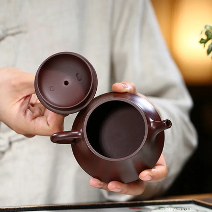 140ml Chinese Yixing Famous Purple Clay Teapots Famous Handmade High Stone Scoop Tea Pot Beauty Kettle Raw Ore Zisha Tea Set