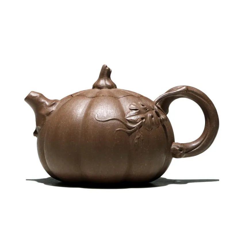 140ml Chinese Yixing High-end Purple Clay Teapots Raw Ore Old Section Mud Kettle Famous Handmade Pumpkin Tea Pot Zisha Tea Set