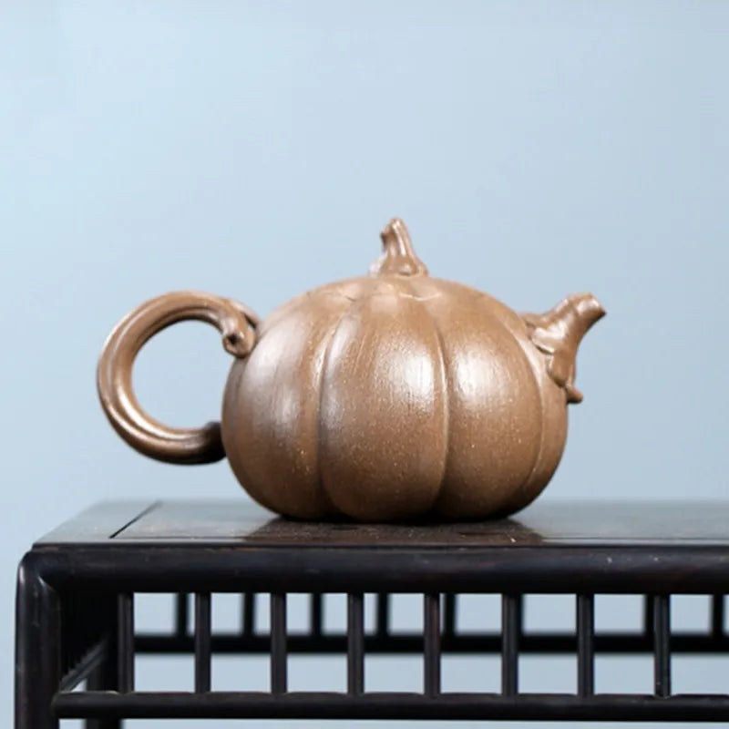 140ml Chinese Yixing High-end Purple Clay Teapots Raw Ore Old Section Mud Kettle Famous Handmade Pumpkin Tea Pot Zisha Tea Set