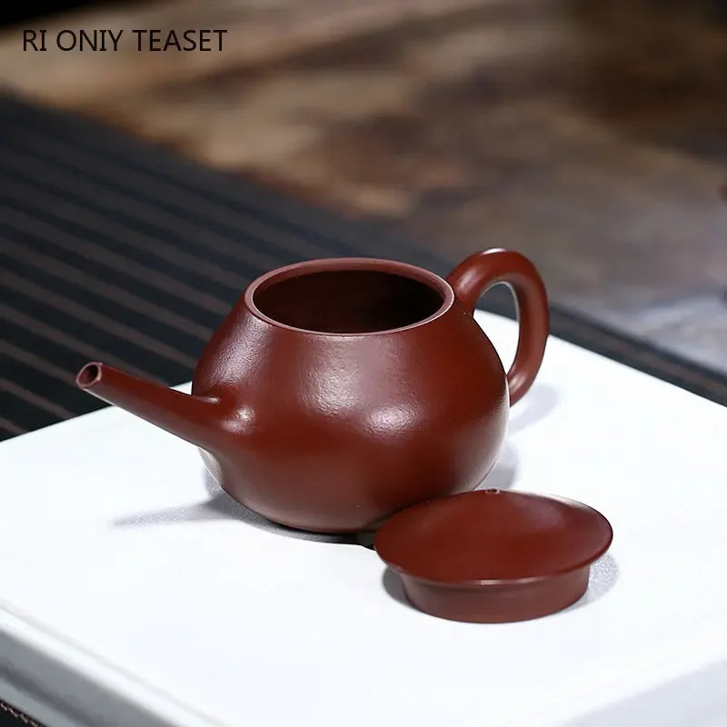 140ml Chinese Yixing Purple Clay Teapots Famous Artists Handmade Tea Pot Raw Ore Purple Red Mud Kettle Zisha Tea Set Teaware