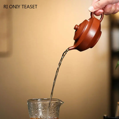 140ml Chinese Yixing Purple Clay Teapots Famous Artists Handmade Tea Pot Raw Ore Zhu Mud Beauty Kettle Authentic Zisha Tea Set