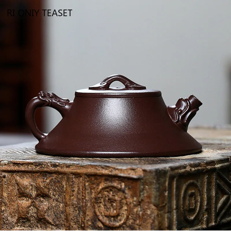 140ml Chinese Yixing Purple Clay Teapots Raw Ore Zhu Mud Stone Scoop Tea Pot Household Zisha Beauty Kettle Tea Set Accessories