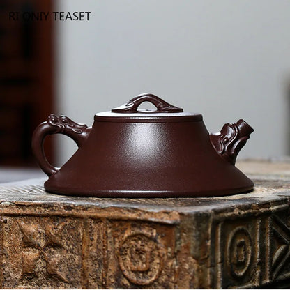 140ml Chinese Yixing Purple Clay Teapots Raw Ore Zhu Mud Stone Scoop Tea Pot Household Zisha Beauty Kettle Tea Set Accessories