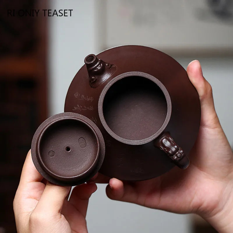 140ml Chinese Yixing Purple Clay Teapots Raw Ore Zhu Mud Stone Scoop Tea Pot Household Zisha Beauty Kettle Tea Set Accessories