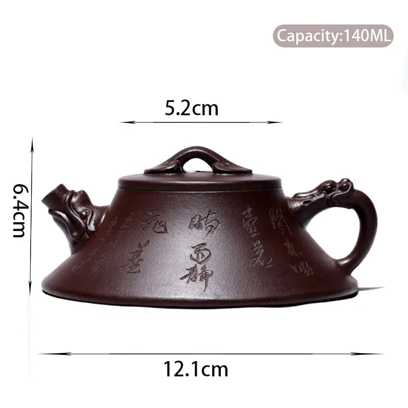 140ml Chinese Yixing Purple Clay Teapots Raw Ore Zhu Mud Stone Scoop Tea Pot Household Zisha Beauty Kettle Tea Set Accessories
