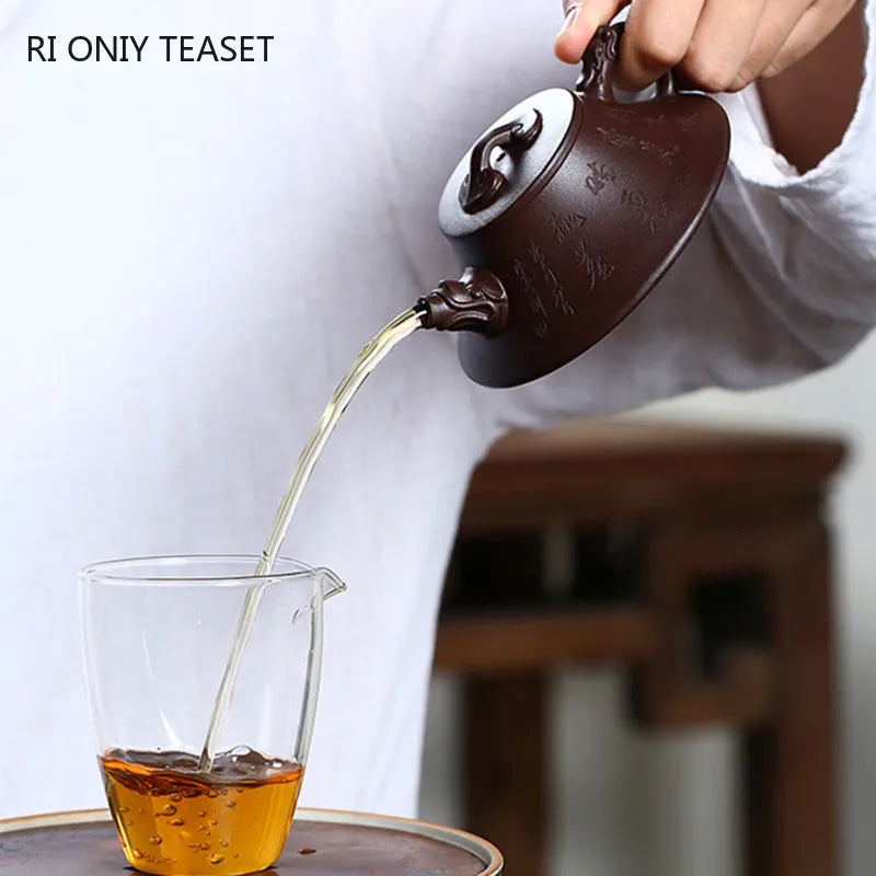 140ml Chinese Yixing Purple Clay Teapots Raw Ore Zhu Mud Stone Scoop Tea Pot Household Zisha Beauty Kettle Tea Set Accessories
