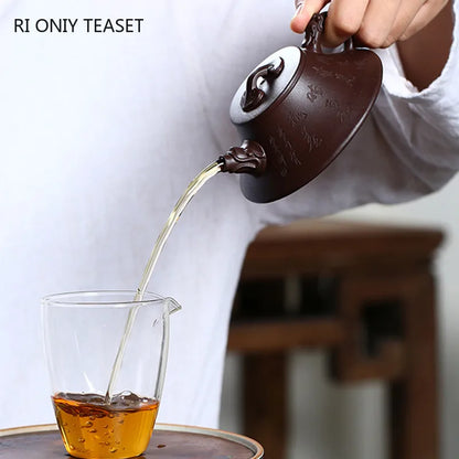 140ml Chinese Yixing Purple Clay Teapots Raw Ore Zhu Mud Stone Scoop Tea Pot Household Zisha Beauty Kettle Tea Set Accessories