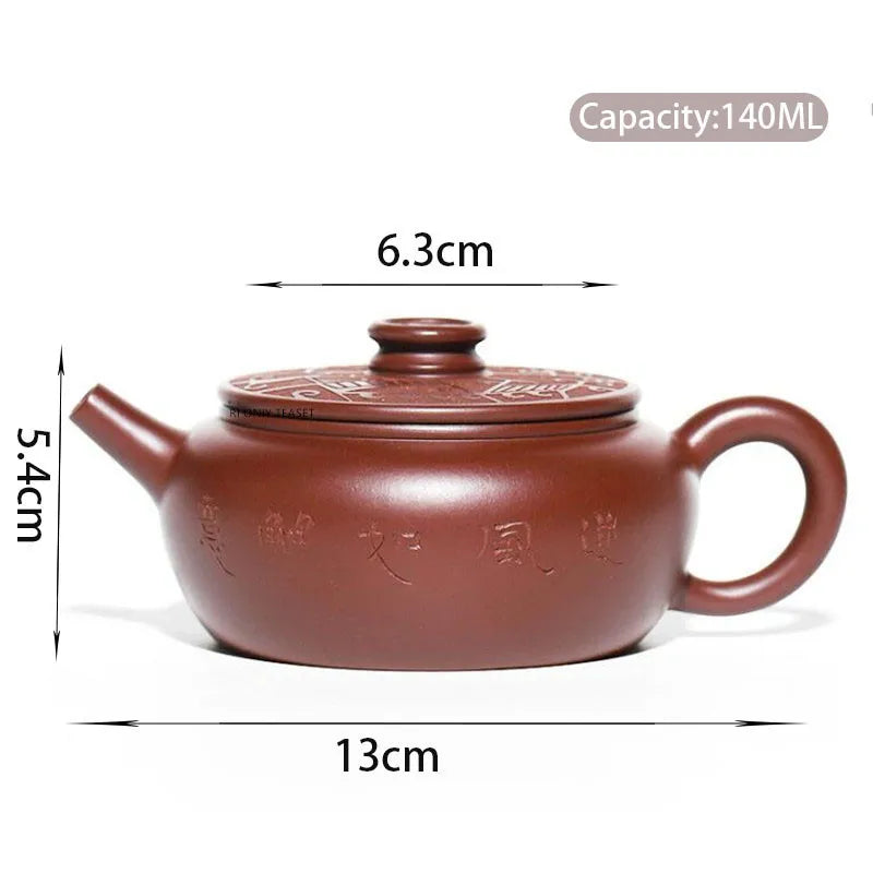 140ml Chinese Yixing Raw Ore Purple Clay Teapots Famous Handmade Coin Tea Pot Purple Zhu Mud Kettle Authentic Zisha Tea Set