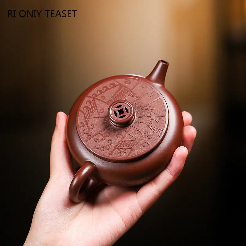 140ml Chinese Yixing Raw Ore Purple Clay Teapots Famous Handmade Coin Tea Pot Purple Zhu Mud Kettle Authentic Zisha Tea Set
