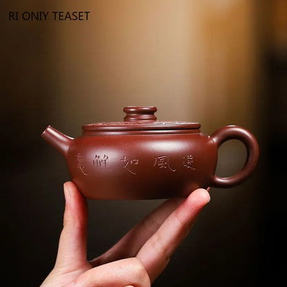140ml Chinese Yixing Raw Ore Purple Clay Teapots Famous Handmade Coin Tea Pot Purple Zhu Mud Kettle Authentic Zisha Tea Set