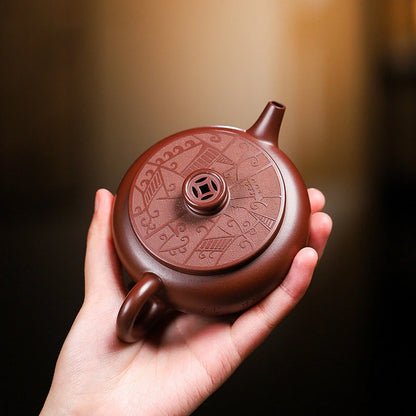 140ml Chinese Yixing Raw Ore Purple Clay Teapots Famous Handmade Coin Tea Pot Purple Zhu Mud Kettle Authentic Zisha Tea Set
