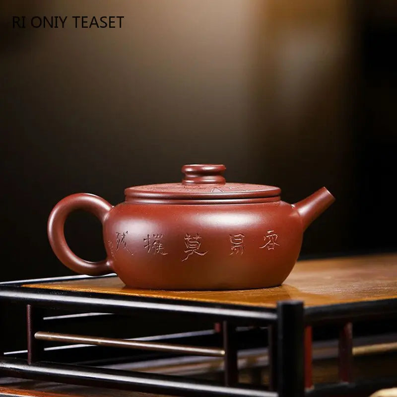 140ml Chinese Yixing Raw Ore Purple Clay Teapots Famous Handmade Coin Tea Pot Purple Zhu Mud Kettle Authentic Zisha Tea Set