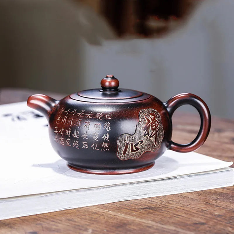 140ml Chinese Yixing Tradition Purple Clay Tea Pot Famous Artists Handmade Teapots Kettle Raw Ore Zisha Tea Set Home Teaware