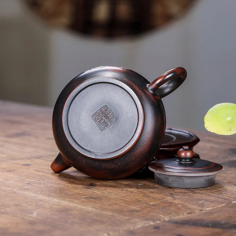 140ml Chinese Yixing Tradition Purple Clay Tea Pot Famous Artists Handmade Teapots Kettle Raw Ore Zisha Tea Set Home Teaware