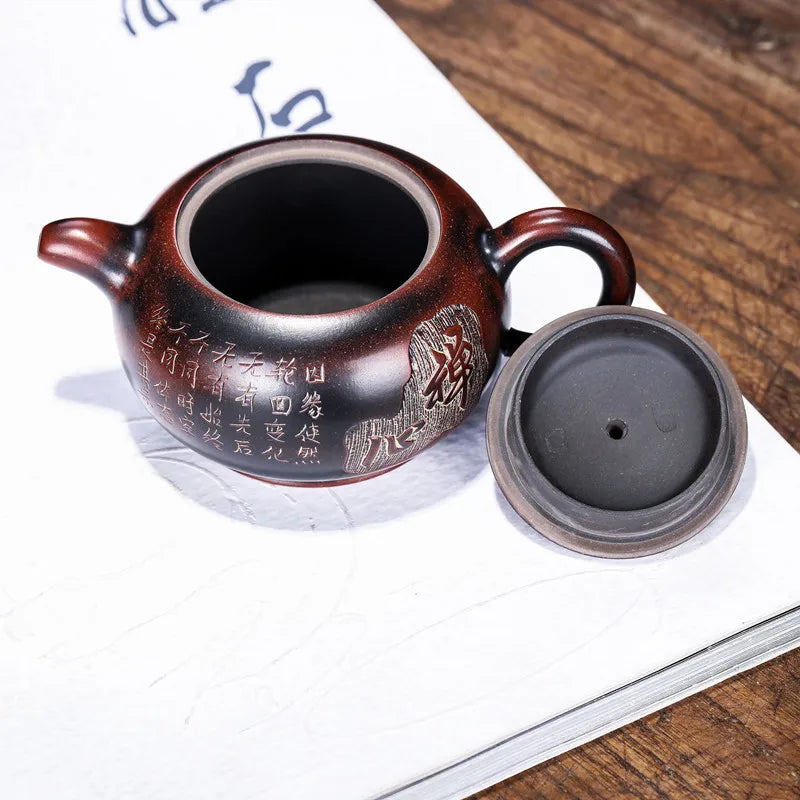 140ml Chinese Yixing Tradition Purple Clay Tea Pot Famous Artists Handmade Teapots Kettle Raw Ore Zisha Tea Set Home Teaware