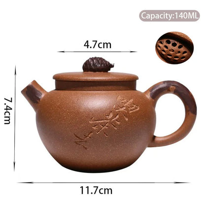 140ml High-end Yixing Purple Clay Teapots Handmade Tea Pot Raw Ore Colorful Section Mud Kettle Chinese Zisha Tea Set Customized