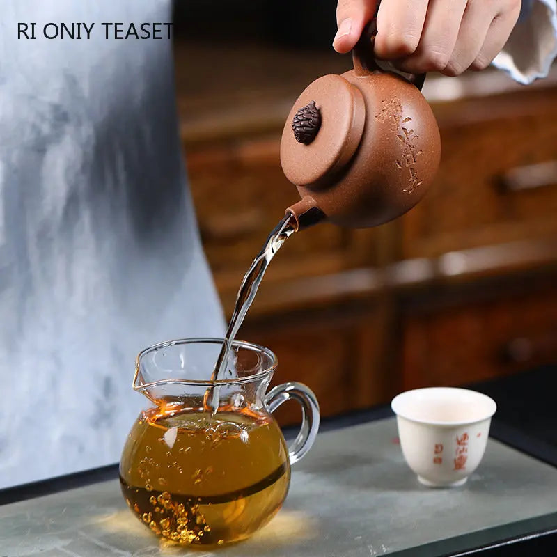 140ml High-end Yixing Purple Clay Teapots Handmade Tea Pot Raw Ore Colorful Section Mud Kettle Chinese Zisha Tea Set Customized