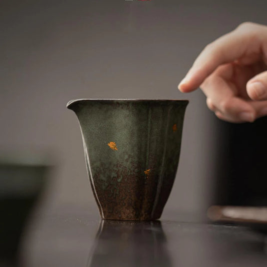140ml Japanese Bench Green Pottery Tea Pitcher Antique Sharing Pot Cha Hai Household Justice Cup Oolong Tea Teaware Accessories