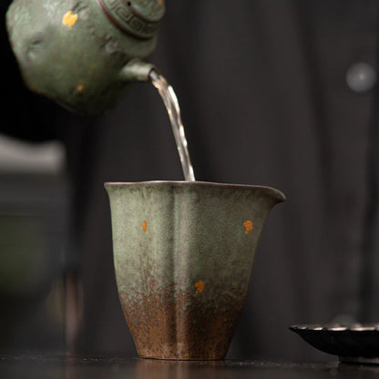 140ml Japanese Bench Green Pottery Tea Pitcher Antique Sharing Pot Cha Hai Household Justice Cup Oolong Tea Teaware Accessories