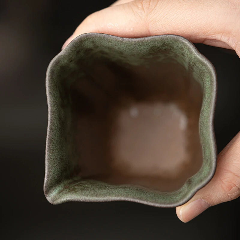 140ml Japanese Bench Green Pottery Tea Pitcher Antique Sharing Pot Cha Hai Household Justice Cup Oolong Tea Teaware Accessories