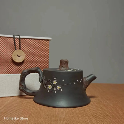 140ml Jianshui Purple Clay White Plum Pure Handmade Tea Pot(Not Yixing Zisha)  Ceramic  Kung Fu Tea Set Drinkware Tea Ceremony