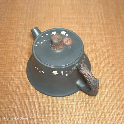 140ml Jianshui Purple Clay White Plum Pure Handmade Tea Pot(Not Yixing Zisha)  Ceramic  Kung Fu Tea Set Drinkware Tea Ceremony