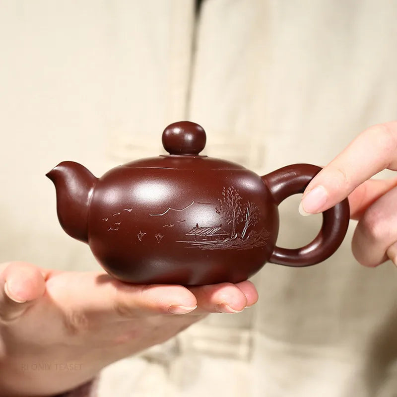 140ml Master Handmade Zhu Mud Filter Tea Pot Authentic Yixing Purple Clay Teapot Customized Beauty Kettle Chinese Puer Tea Maker