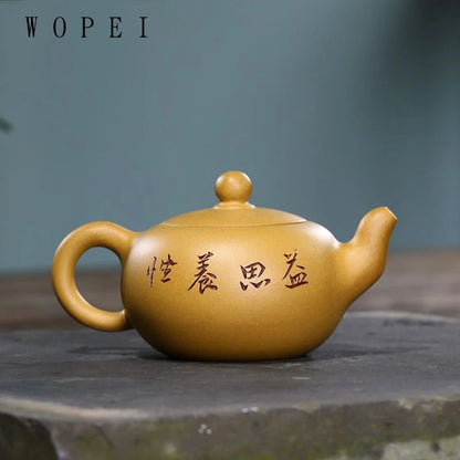 140ml Yixing Handmade Purple Clay Teapot Hand Carved Character Pattern Tea Pot Raw Ore Beauty Kettle Chinese Zisha Tea Set