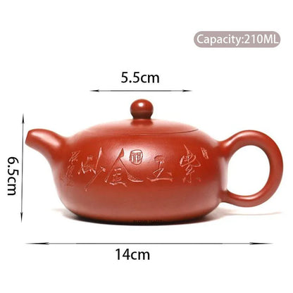 140ml Yixing Handmade Purple Clay Teapot Hand Carved Character Pattern Tea Pot Raw Ore Beauty Kettle Chinese Zisha Tea Set
