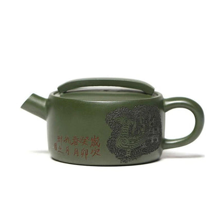 140ml Yixing Handmade Purple Clay Teapots Famous Hand-carved Tea Pot Raw Ore Green Mud Beauty Kettle Chinese Zisha Tea Set
