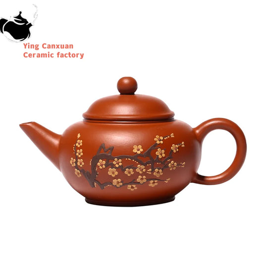 140ml Yixing Purple Clay Teapots Famous Handmade Plum blossom Tea Pot Kettle Chinese Dahongpao Teaware Tea Set Gifts Customized