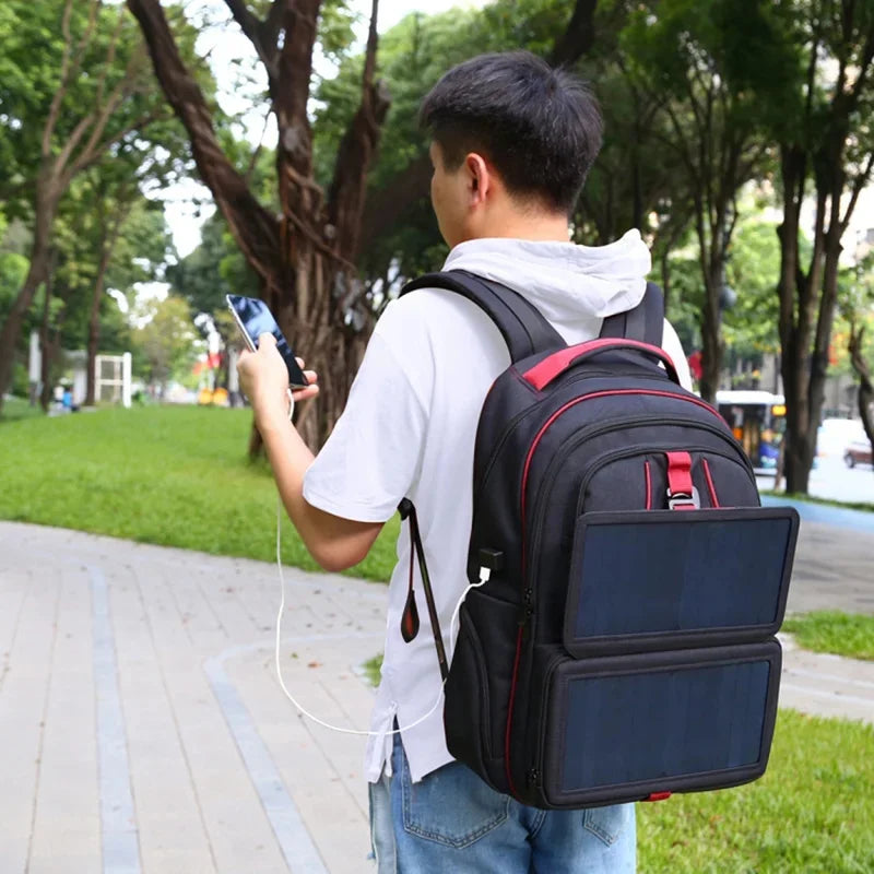 14W 5V backpack with solar panel Battery Power Bank Charger for Smartphone Outdoor Camping Climbing Travel Hiking