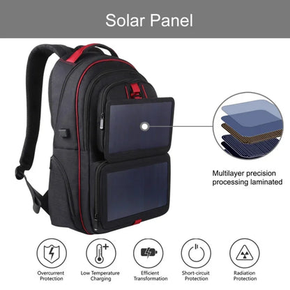 14W 5V backpack with solar panel Battery Power Bank Charger for Smartphone Outdoor Camping Climbing Travel Hiking