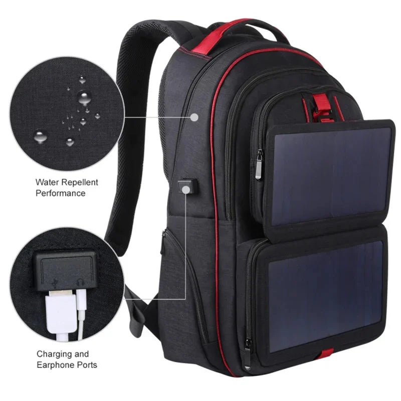 14W 5V backpack with solar panel Battery Power Bank Charger for Smartphone Outdoor Camping Climbing Travel Hiking