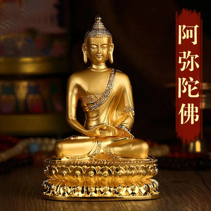 14cm Asia Thailand HOME CAR SHOP altar gilding buddha statue Amitayus Amitabha buddha BLESS family safe health bronze statue