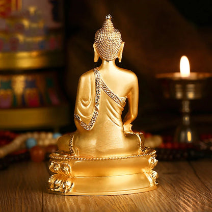 14cm Asia Thailand HOME CAR SHOP altar gilding buddha statue Sakyamuni buddha BLESS family safe health bronze statue