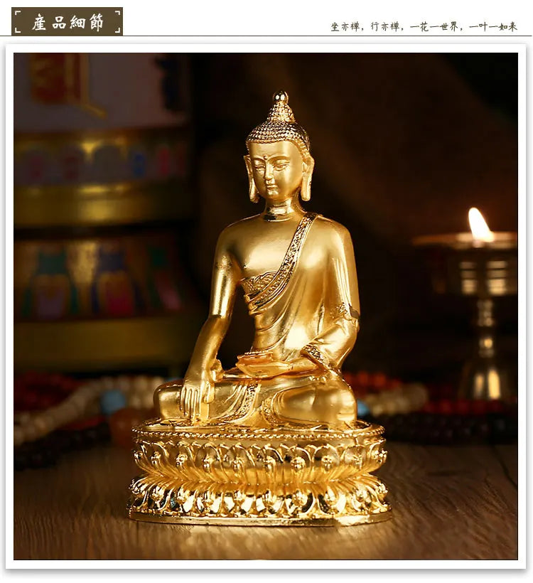 14cm Asia Thailand HOME CAR SHOP altar gilding buddha statue Sakyamuni buddha BLESS family safe health bronze statue