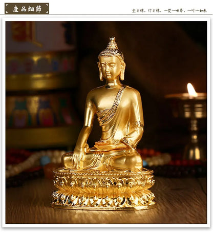 14cm Asia Thailand HOME CAR SHOP altar gilding buddha statue Sakyamuni buddha BLESS family safe health bronze statue