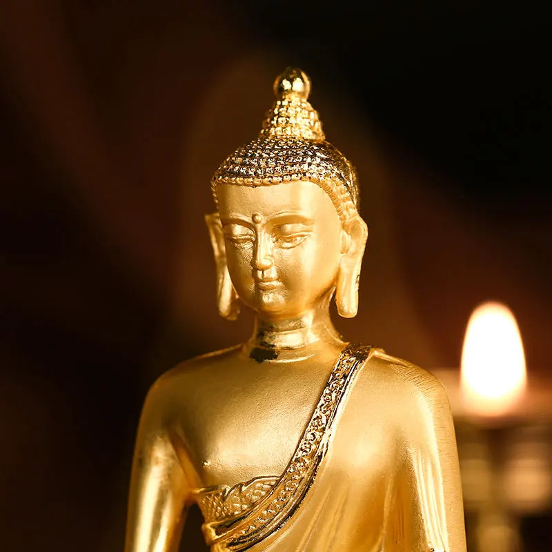 14cm Asia Thailand HOME CAR SHOP altar gilding buddha statue Sakyamuni buddha BLESS family safe health bronze statue