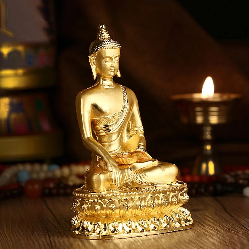 14cm Asia Thailand HOME CAR SHOP altar gilding buddha statue Sakyamuni buddha BLESS family safe health bronze statue