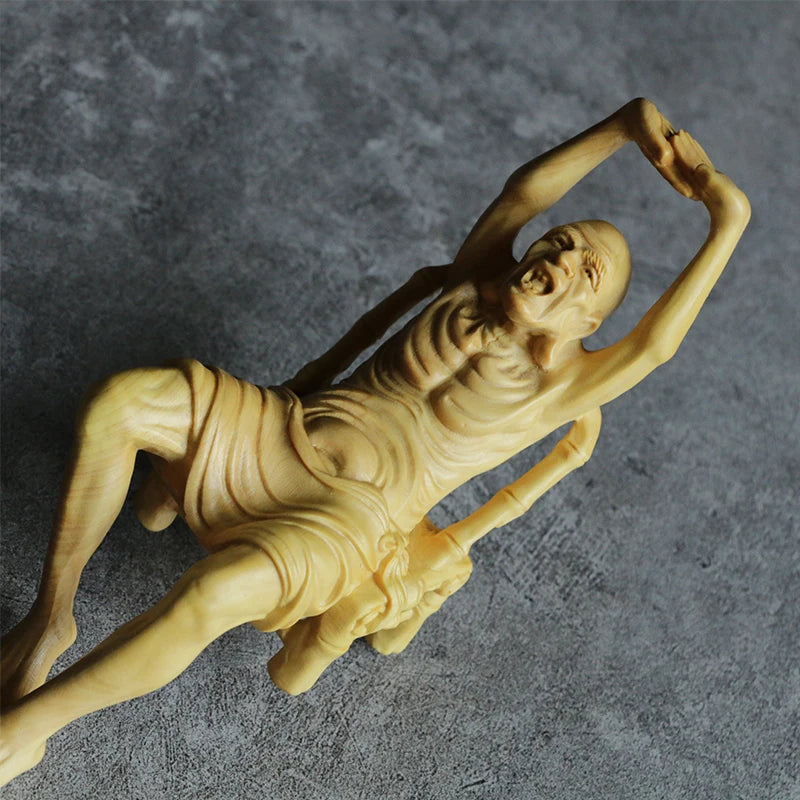 14cm Elder Boxwood Sculpture Solid Wood Statue Zen Culture Gifts Buddha Statues Feng Shui Collection Lohan Home Decor