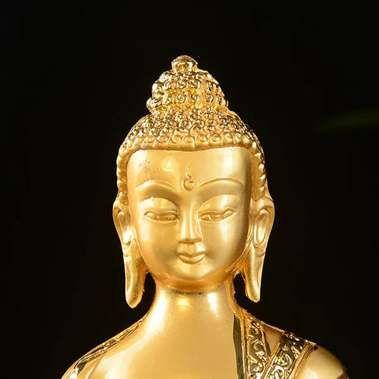 14cm TALL# GOOD quality # bless Safety Health Talisman #efficacious Protection Gold-plated Sakyamuni Buddha statue
