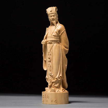 15/20/25cm Zhuge Liang Historical Legend Miniature Figurines Three Kingdoms People Carved Wood Carved Statues For Decoration